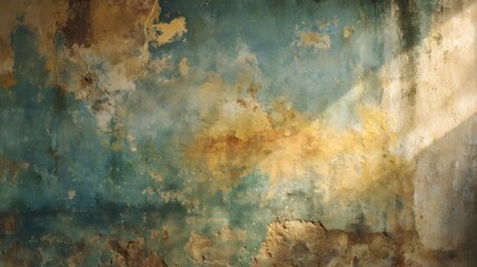 Unique textured wall with a vibrant blend of green yellow and brown hues adding artistic flair