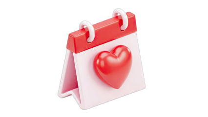 Calendar with Heart Symbol on White Background