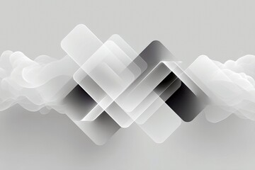 Abstract Geometric Shapes Floating on Grey Background