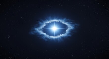 Bright celestial object in deep space with surrounding nebula clouds