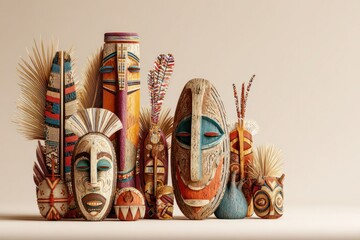 Traditional Papua New Guinea Cultural Artifacts Display