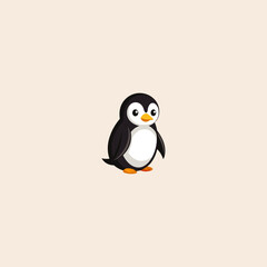 Cartoon cute Penguin icon flat vector design.