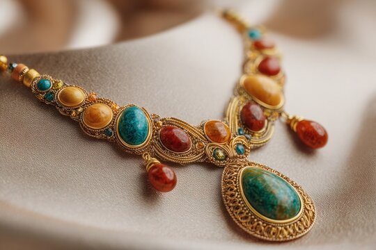 vibrant seycgmhese jewelry on bright studio display