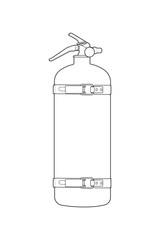 Vector fire extinguisher outline illustration. Emergency safety equipment for fire protection, warning sign, building safety, industrial hazard and rescue concept. EPS editable design.