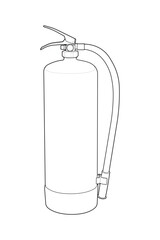 Vector fire extinguisher outline illustration. Emergency safety equipment for fire protection, warning sign, building safety, industrial hazard and rescue concept. EPS editable design.
