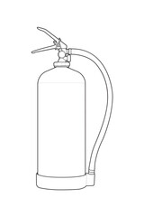 Vector fire extinguisher outline illustration. Emergency safety equipment for fire protection, warning sign, building safety, industrial hazard and rescue concept. EPS editable design.