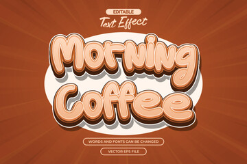 Morning coffee editable text effect with cartoon text style