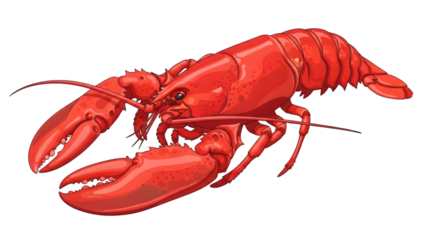 Cooked red lobster seafood delicacy isolated on transparent background