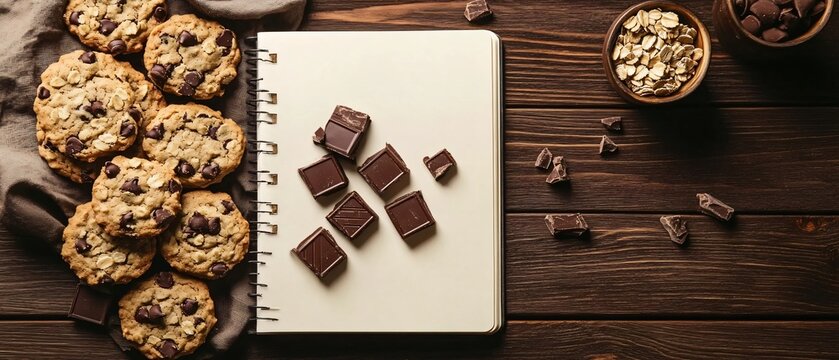 Artistic sketchbook with dark chocolate arrangements - Powered by Adobe