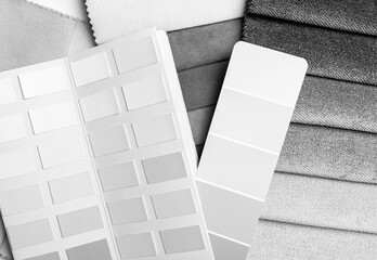 a variety of fabrics with a color palette. New trending colour of the 2026 year 