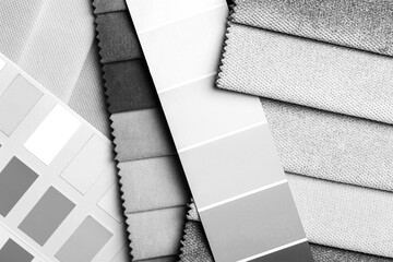 a variety of fabrics with a color palette. New trending colour of the 2026 year 