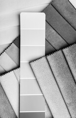 a variety of fabrics with a color palette. New trending colour of the 2026 year 