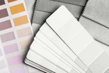 a variety of fabrics with a color palette. New trending colour of the 2026 year 