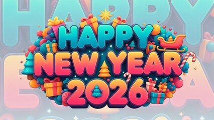 Happy new year 2026 festive colorful vibrant holiday celebration