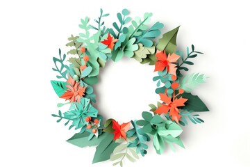Christmas wreath paper plant art.