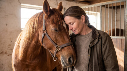Portrait of a Horse with Its Owner &mdash; Special Bond