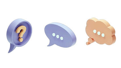 3D Speech Bubbles with Question Mark and Dots on White