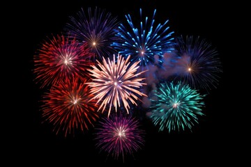 Fireworks colorful on black sky night illuminated celebration.