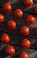 Fresh Tomatoes on Wooden Tabletop Close-up