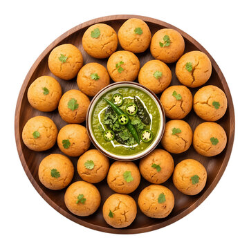 Rustic indian baati with spicy green dal, food