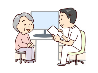 高齢者が受信をする。医師に相談