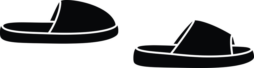 Simple black and white slippers illustration for summer or casual wear