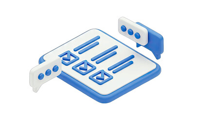 Checklist with Chat Bubbles in 3D Render