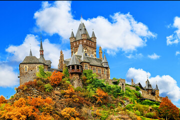 Cochem Castle, also known as Reichsburg Cochem, is a majestic medieval castle overlooking the town of Cochem on the Moselle River in Germany. © Victor