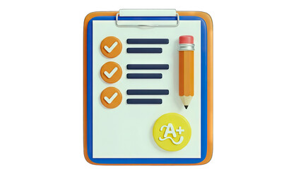 Clipboard with Checklist, Pencil, and A+ Grade