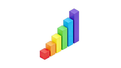 Colorful Bar Graph Rising on White Background