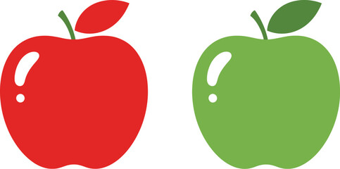 Red and green apple illustration on a white background