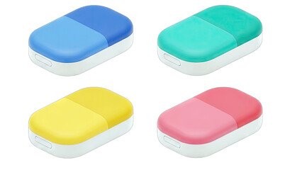 Colorful Contact Lens Cases Isolated on White