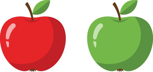 Red and green apples illustration on white background healthy food concept