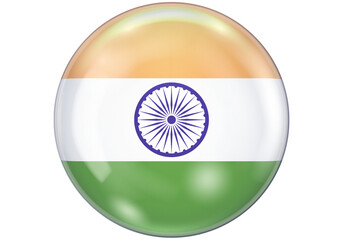 Vibrant Glossy Round Indian Flag Button Icon