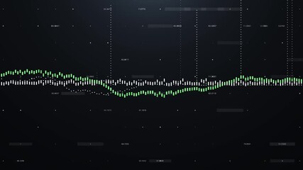 Dynamic digital chart animation with green and white bars forming fluctuating data waves on a dark background. Ideal for finance videos, trading dashboards, analytics presentations, fintech promos, an - Powered by Adobe