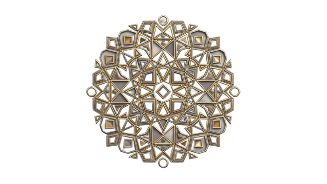 Ornate antique gold brooch with geometric pattern isolated on transparent background - Powered by Adobe