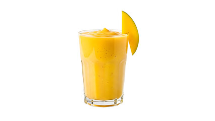 Refreshing mango smoothie in a glass isolated on transparent background
