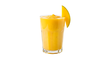 Refreshing mango smoothie in a glass isolated on transparent background