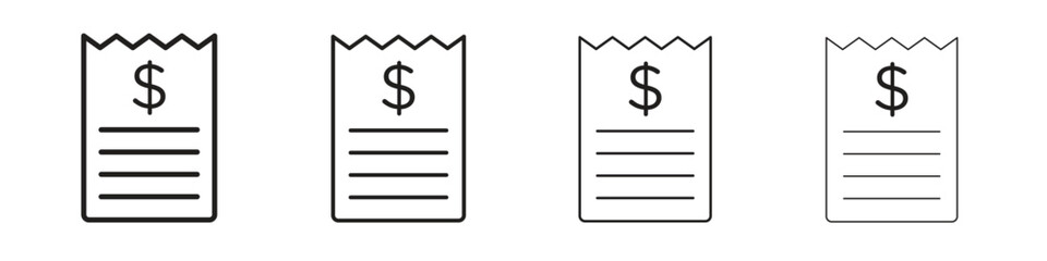 Payment receipt icon on white background. Modern simple icon vector illustration.