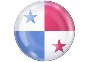 Panama National Flag Glossy Circular Button Icon