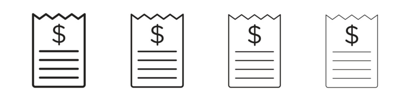 Payment receipt icon on white background. Modern simple icon vector illustration.