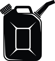 Black and White Vector Icon of Jerry Can Representing Fuel Storage and Utility Equipment
