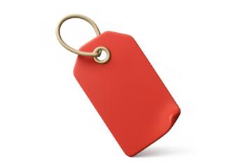 Red price tag or sale label 3d isolated on transparency for retail, discount, shopping, black friday concepts