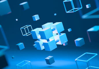 Interconnected Digital Block Technology. Digital blocking system. Block technology background image. 