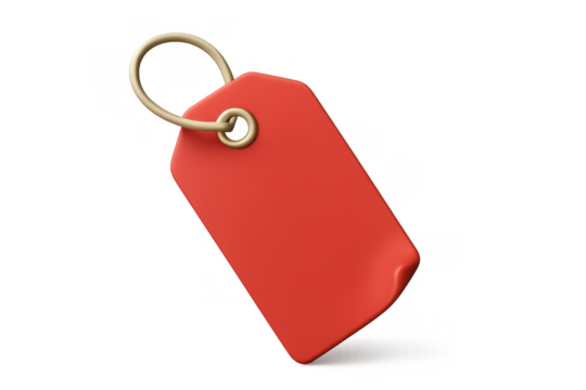 Red price tag or sale label 3d isolated on transparency for retail, discount, shopping, black friday concepts - Powered by Adobe