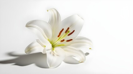 White lily isolated on white background.