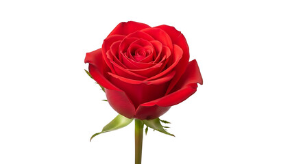 Single vibrant red rose bloom isolated on transparent background