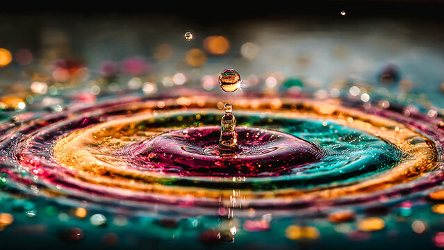 Goutte d'eau tombant et provoquant des ondes