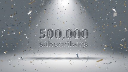A celebratory image showcasing 500,000 subscribers, with confetti falling, perfect for recognition or achievement. 
