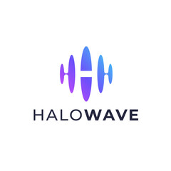 Modern logo forming letter H and sound waves vector file